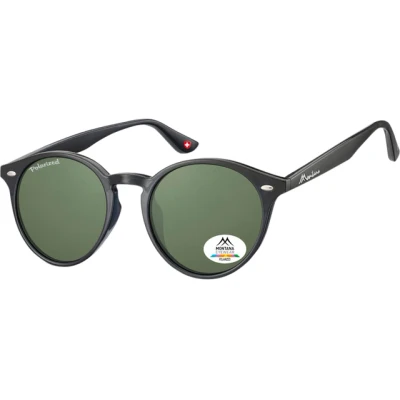 Afbeelding van Zonnebril Montana met groen G15 gepolariseerd rond glas zwart