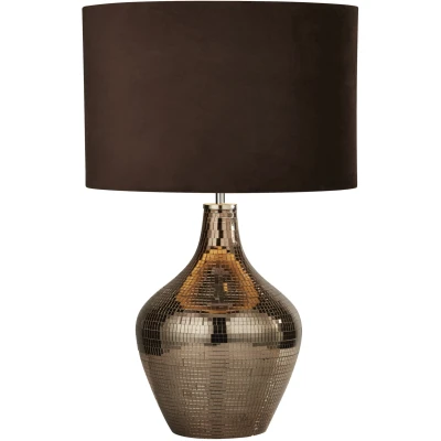 Afbeelding van Searchlight Landelijke schemerlamp Table 30cm mozaik met bruin EU3847SM