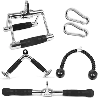 Afbeelding van 5 biljoen triceps kabeltrek naar beneden drukken, gewicht machine accessoires, V greep met rotatie, tricepstrainer, stang, kabeltrekstang, fitnessset van massief staal