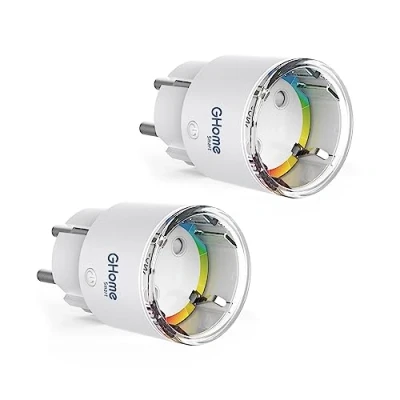 Afbeelding van GHome smart wifi stopcontact, kleinste accessoires, plug app, afstandsbediening, stroomverbruik, meten, spraakbediening, tijdschema, werkt met Alexa Google Home, 2 stuks,