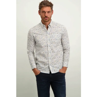 Afbeelding van State Of Art Overhemd Streep Geel maat XXL Heren met Regular fit Pasvorm Stretch Suitable Herenkleding