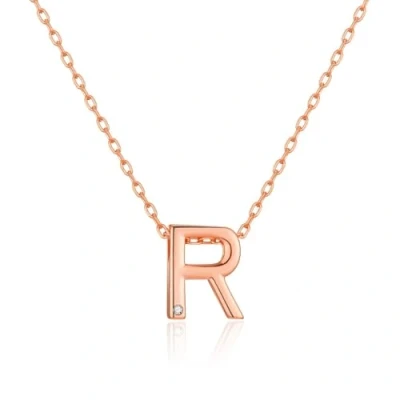 Afbeelding van Philip Jones Rose Gold Initiële Ketting Letter R gemaakt met Oostenrijkse kristallen