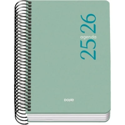 Afbeelding van Dohe Schoolagenda 2025 2026 Dag per Pagina, Formaat A6 (12x17 cm), Spaans en Engels, September tot Juni, Spiraalbinding, Flexibele Kaft ESENCIAL Groen