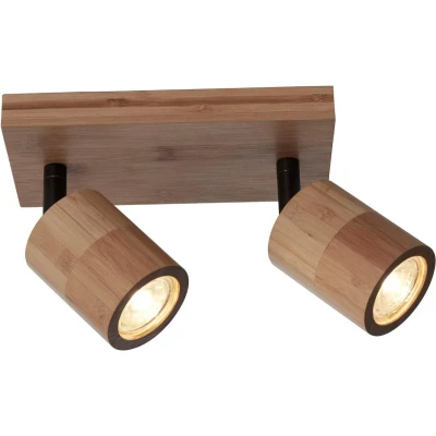 Afbeelding van Good&amp;Mojo Plafondspot Java Bamboe 2 Kappen Naturel 22x12x13cm