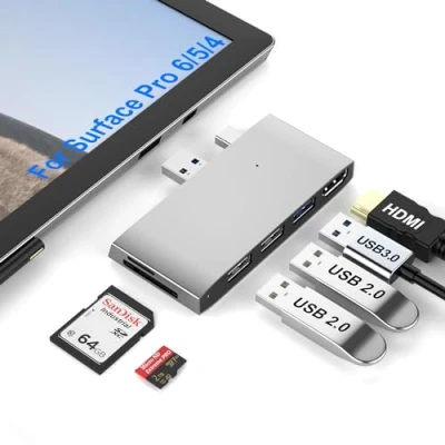 Afbeelding van Surface Pro 6/Pro 5/Pro 4 Docking Station USB Hub 4K HDMI 3.0 adapter, SD &amp; TF/Micro geheugenkaartlezer, @30Hz adapter voor Microsoft 6/5/4
