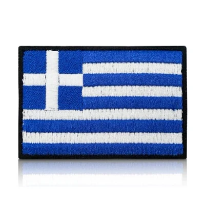 Afbeelding van Finally Home Griekenland vlag patch met klittenband achterkant 7,8 x 5,2 cm Griekse patches, klittenbandpatch, outdoor klittenbandpatches