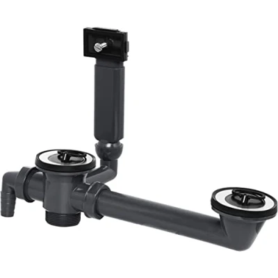 Afbeelding van Cornat Rezyklat Afvoer en overloopgarnituur voor inbouwspoelbakken met afdruipvlak, 1 1/2 inch AG/IG Gemaakt van gerecyclede kunststoffen, Made in Germany, kwaliteit/spoelbakafvoer/T354404R, grijs