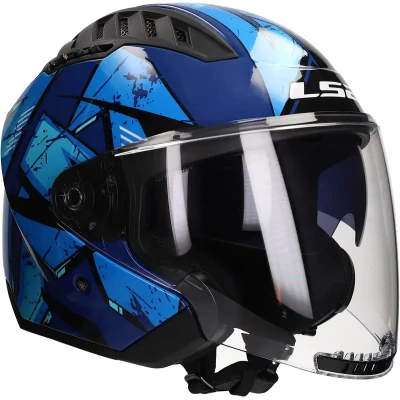 Afbeelding van LS2 OF600 Copter II Kanji Jet Helm, blauw, afmeting S voor man