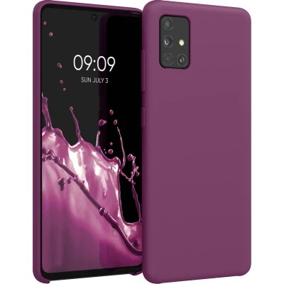 Afbeelding van kwmobile telefoonhoesje geschikt voor Samsung Galaxy A51 Hoesje met siliconen coating Smartphone case in magenta lila