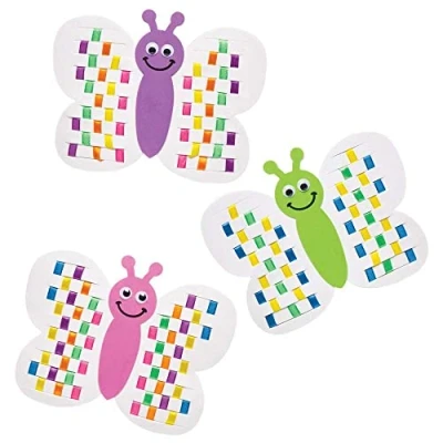 Afbeelding van Baker Ross AW399 Gevlochten knutselsets &quot;Vlinders in regenboogkleuren&quot; (6 stuks) banden en sjablonen voor kinderen om vorm te geven,Gesorteerd