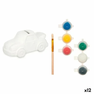 Afbeelding van Spaarpot die je kunt verven Wit 14,5 x 7,2 9,4 cm Auto (12 Stuks)