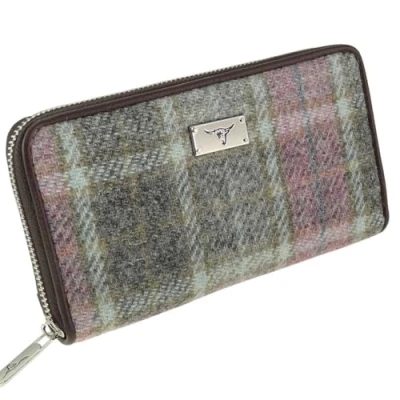 Afbeelding van Dames Portemonnee Staffa Zacht Roze Buchanan Harris Tweed muntvak met rits Glen Appin of Scotl