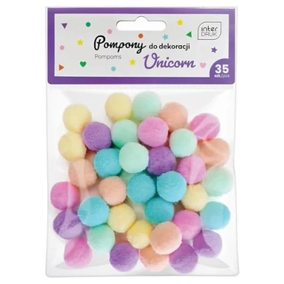 Afbeelding van Interdruk Craft Pom 35 Gekleurde 18 mm Pompons voor DYI Crafting Unicorn Set