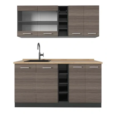 Afbeelding van Vicco Eenpersoonskeuken R Line, Edel grijs/antraciet, 160 cm zonder werkblad