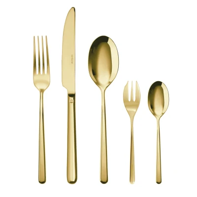 Afbeelding van Bestekset Sambonet Linear PVD Gold (30 Delig)