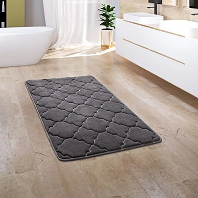Afbeelding van Badkamerkleed Badmat Badvloerkleed Douchemat Pluizig Traagschuim 3D Effect Wasbaar, Maat:60x100 cm, Kleur:Antraciet 4