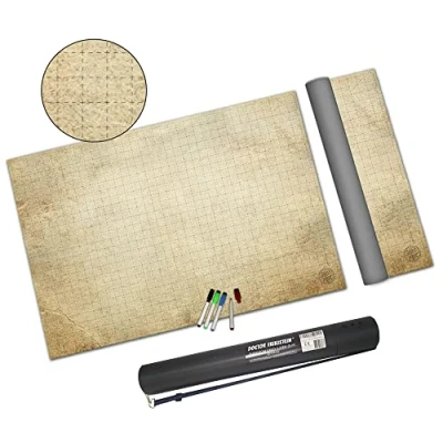 Afbeelding van Dungeon Grid Game Mat Fantastische accessoires voor rollenspellen gevechten bordspellen D &amp; D, Pathfinder en Warhammer herbruikbaar, duurzaam draagbaar