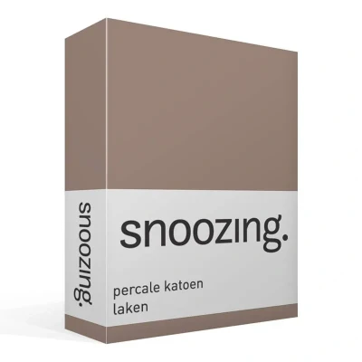 Afbeelding van Snoozing Laken Eenpersoons Percale katoen 150x260 cm Taupe