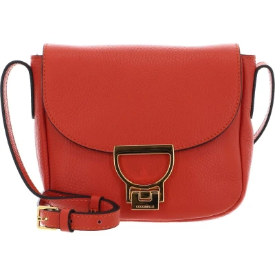 Afbeelding van COCCINELLE Leren Schoudertas Arlettis Handbag Grained Leather Tangerine Oranje