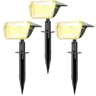 Afbeelding van Linkind buitenlamp op zonne energie, extra lange levensduur, 60 leds, zonnelamp voor buiten, 800 lm, IP67, tuin, pad, warm wit