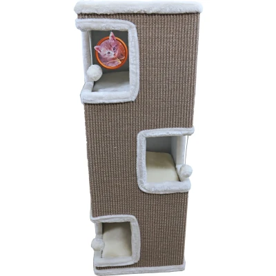 Afbeelding van Klimtoren sisal 4 gaats 100 cm taupe/creme Gebr. de Boon