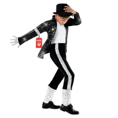 Afbeelding van Morph Zangerkostuum, Pop Star kostuum voor kinderen, discokostuum jongens, Superstar jaren 80 Halloween carnavalskostuum M