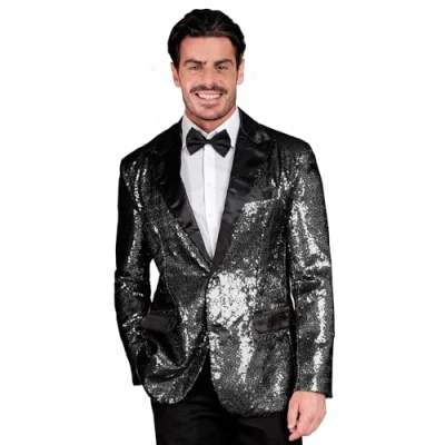 Afbeelding van WIDMANN Milano Party Fashion Jasje met pailletten voor heren, satijn, discofever, slagermove