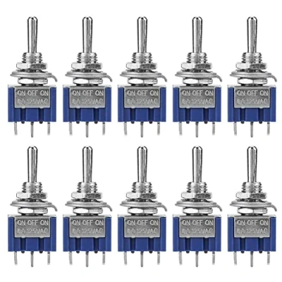 Afbeelding van SPDT 10 stuks tuimelschakelaar AAN UIT 3 standen polig 6mm 6A 125VAC