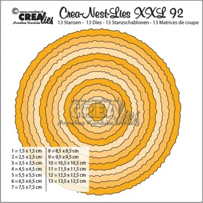 Afbeelding van Crealies Crea Nest Lies XXL no 92 Cirkels met ruwe randen CLNestXXL92 135 x 135mm