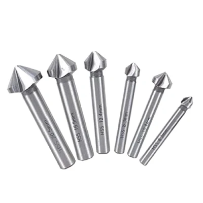 Afbeelding van 6 stuks 90 kegelverzinkset van HSS staal verzinkboor set, afschuinsnijder, kegelverzinkboor Ø 6,3 20,5 mm, verzink en ontbramerset, verzinkboorset voor hout, metaal kunststof