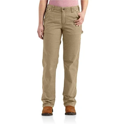 Afbeelding van Carhartt Dames Rugged Flex Loose Fit Canvas werkbroek Work Utility Pants, Dunkelbraun, 16W (Regulier)