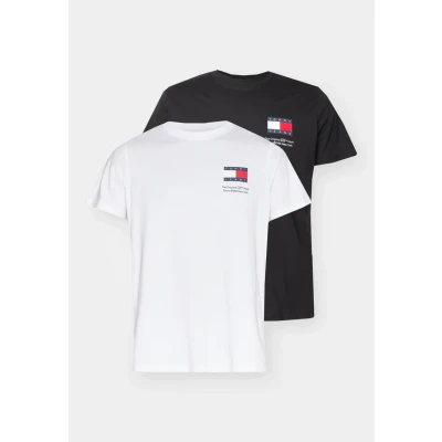 Afbeelding van Tommy Jeans SLIM FLAG DNA TEE 2 PACK Tshirt print, Heren, Maat: 50, White / black