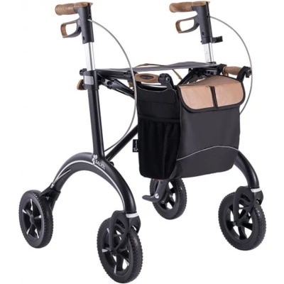 Afbeelding van Saljol Carbon rollator, 5,6 kg lichtgewicht rollator met zitting, tas, opvouwbare outdoor loophulp, zithoogte 62 cm, CR62, zwart