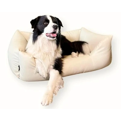 Afbeelding van 4L Textil Mario Waterdicht hondenbed, kunstleer, hondenmand van middelgrote honden, hondensofa, hondenkussen, 120 x 90 cm, beige (hondenmand)