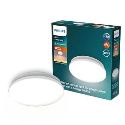 Afbeelding van Philips Acuna plafondlamp 12W Warmwit licht Ingebouwde bewegingssensor