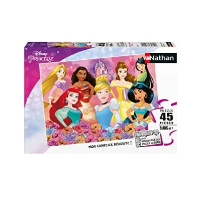 Afbeelding van Nathan Kinderpuzzel 45 stukjes Disney prinsessen meisjes of jongens vanaf 5 jaar hoogwaardige puzzel dik en duurzaam karton 86177