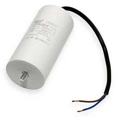 Afbeelding van Condensator 55 µF uF met 25 cm aansluitkabel aanloopcondensator motorcondensator 450V condensatoren