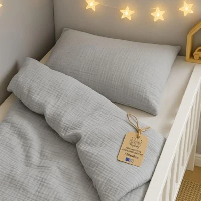 Afbeelding van mousseline Dekbedovertrek voor ledikant baby 120x90 cm Katoen dekbedhoes kind bed Set Dekbedzak 90x120cm En Kussensloop 60 x 40 Oeko Tex certificaat