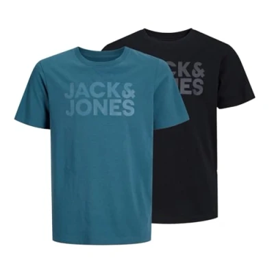 Afbeelding van Jack &amp; Jones Junior Jjecorp LOGO TEE 2 PACK Tshirt print voor kinderen, Maat: 110, Oceanview/black