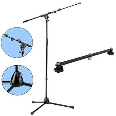 Afbeelding van K&amp;M 210/9 microfoonstatief met galg + keepdrum stereo rail dubbele beugel