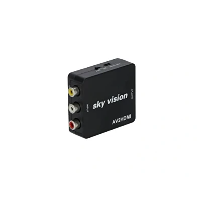 Afbeelding van Sky Vision Adapter RCA naar HDMI, AV/RCA/FBAS video audio converter, 1080P, PS2, Wii N64, ondersteunt PAL/NTSC, plug and play, zwart