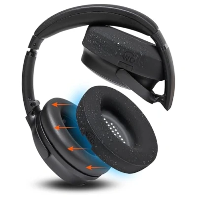 Afbeelding van WC SweatZ QuietComfort Gepatenteerde Gym Sweat oorkussenhoezen voor Bose 35 &amp; 35ii, QC45 / SE/QuietComfort 2023 en meer, gemaakt door Wicked Cushions Black