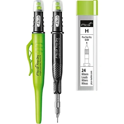 Afbeelding van vasalat Pica diepgatmarker Fine Dry 0.9, potlood boorgatmarker 7070 + 24 vervangende grafietvullingen H 7050