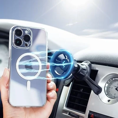 Afbeelding van PROfezzion Mag Safe Telefoonhouder voor Ventilatierooster, Magnetische Autohouder iPhone 15 Plus Pro Max 14 13 12 Series &amp; Cover, ABS Zwart