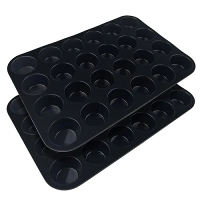 Afbeelding van Fousenuk 2 stuks mini muffinvorm siliconen, muffinvormpjes muffin bakvorm 33 x 22 2,5 cm anti aanbaklaag
