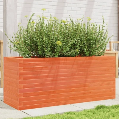 Afbeelding van Plantenbak 110x40x45,5 cm massief grenenhout wasbruin