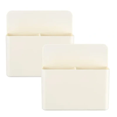 Afbeelding van Opbergdoos Voor stiften en Droog Uitwisbare Pennen. Geschikt Magnetische Whiteboards, Koelkastdeuren, Ijzeren Opbergkasten, enz. Wandmontage, Boren Niet Nodig. 2 Stuks, Wit