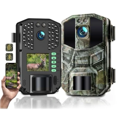 Afbeelding van WOLFANG Wildlife Camera 64MP 4K HD, WiFi Bluetooth Trail Camera, Jacht met Nachtzicht Beweging Geactiveerd, IP66 Waterdicht, 0.1s Trigger Time voor Recording, Indoor Monitoring