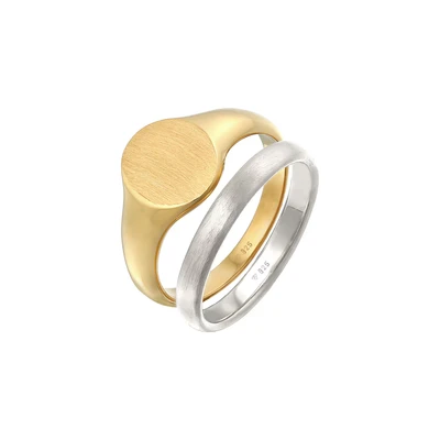 Afbeelding van KUZZOI ring Heren zegelring set Basic Minimal Trend in 925 Sterling Zilver