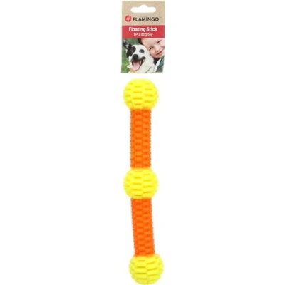 Afbeelding van Flamingo Hondenspeelgoed Lipa TPU stok met 3 ballen S geel/oranje 28 x 4,9 cm drijvend